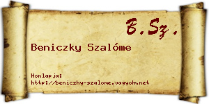 Beniczky Szalóme névjegykártya